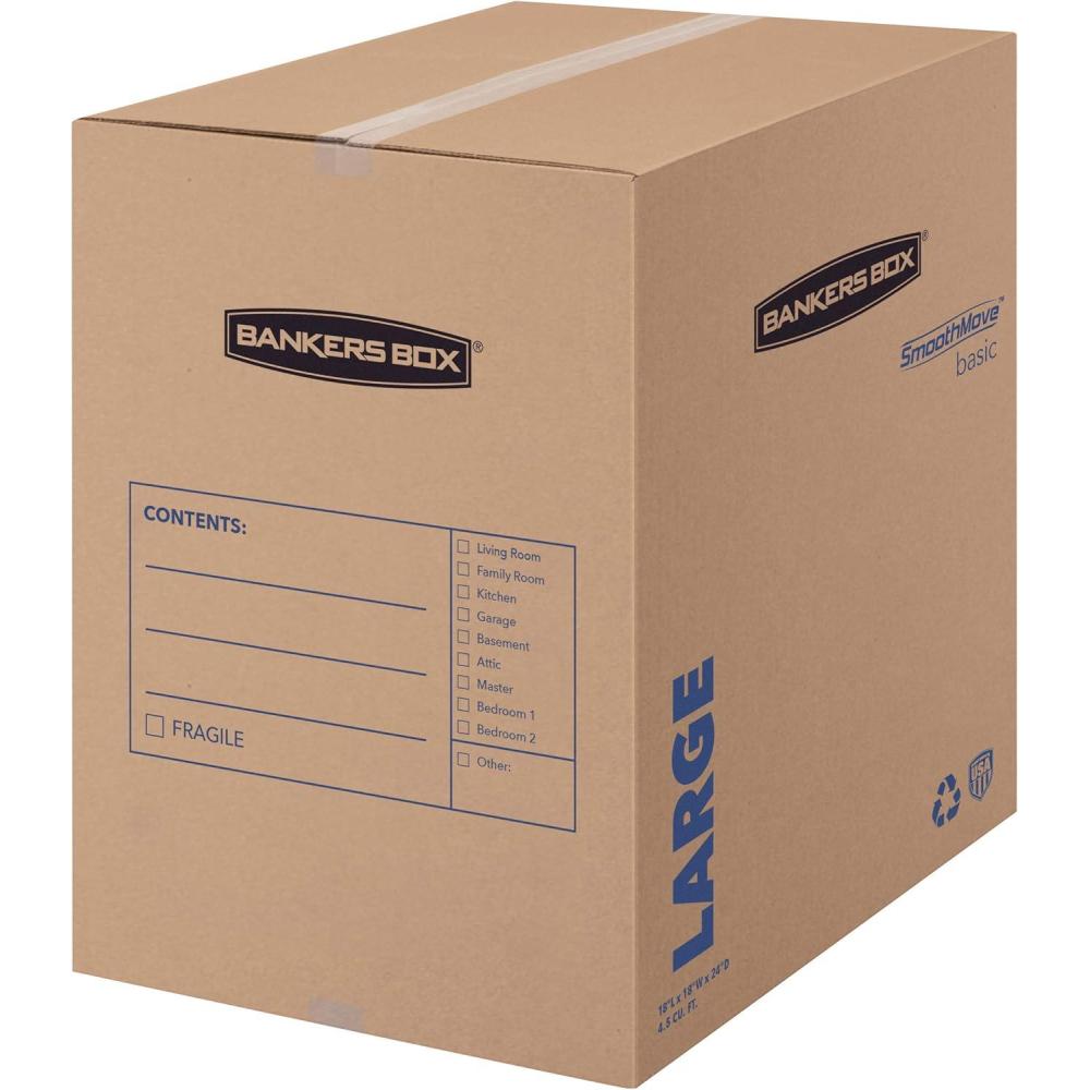 imageBankers Box Large Moving Box 7 Pack PrePrinted for Labeling 18in x 18in x 24in 7714002Large