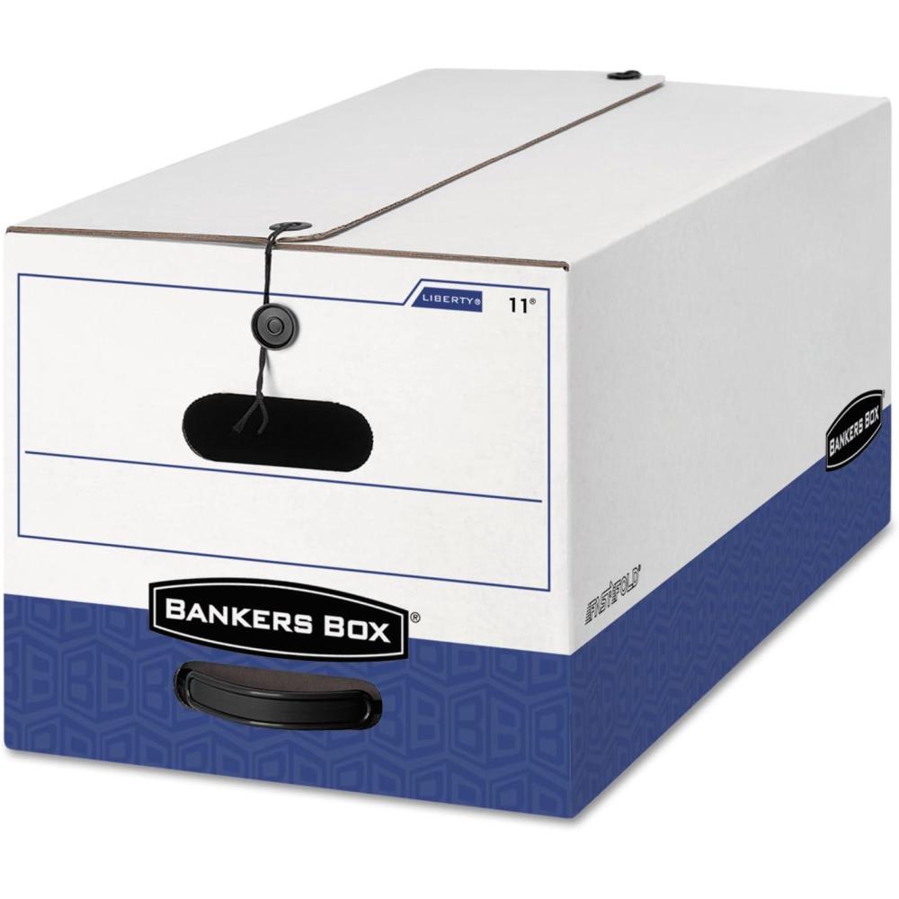 imageBankers Box Liberty HeavyDuty Storage Boxes FastFold String and Button Legal 4 Pack 0001203 WhiteBlue