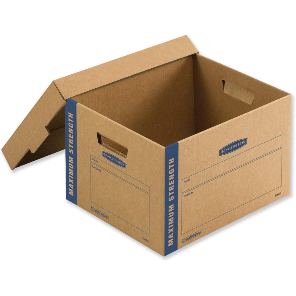 imageBankers Box Small Heavy Duty Moving Box 8 Pack Reinforced Handles TapeFree Assembly Box with Lid 15in x 12in x 10in 7710201Medium