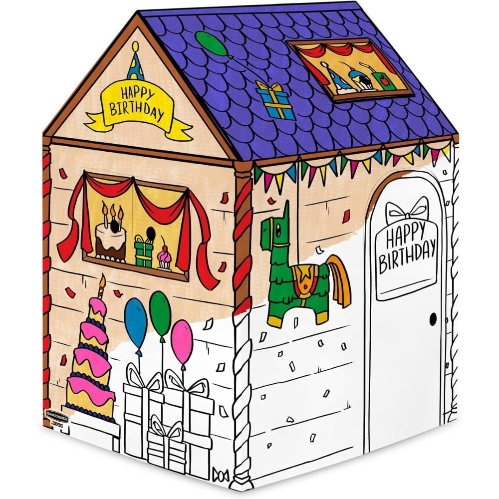 imageBankers Box at Play Color in Dinosaur Playhouse Cardboard Playhouse and Life Size Craft Activity for Kids and FamiliesBirthday Playhouse