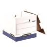 Bankers Box 12 Pack DATA-PAK Heavy-Duty File Storage Boxes Ideal for Computer Binders, FastFold, Lift-Off Lid, White/Blue