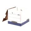 Bankers Box 12 Pack DATA-PAK Heavy-Duty File Storage Boxes Ideal for Computer Binders, FastFold, Lift-Off Lid, White/Blue