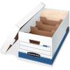 Bankers Box 12 Pack DIVIDERBOX Medium-Duty File Storage Boxes with Dividers, FastFold, Lift-Off Lid, Letter, White/Blue