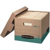 Bankers Box 12 Pack R-KIVE Heavy-Duty 100% Recycled File Storage Boxes, FastFold, Lift-Off Lid, Letter, Kraft/Green(Kraft/Green)