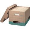 Bankers Box 12 Pack R-KIVE Heavy-Duty 100% Recycled File Storage Boxes, FastFold, Lift-Off Lid, Letter, Kraft/Green(Kraft/Green)