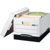 Bankers Box 12 Pack R-KIVE Heavy-Duty File Storage Boxes, FastFold, Lift-Off Lid, Letter, White/Black