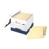 Bankers Box 12 Pack STOR/File End Tab Heavy-Duty File Storage Boxes, FastFold, Lift-Off Lid, White/Blue