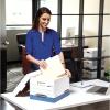 Bankers Box 12 Pack STOR/File End Tab Heavy-Duty File Storage Boxes, FastFold, Lift-Off Lid, White/Blue