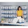 Bankers Box 4 Pack HANG’N’STOR Medium-Duty File Storage Boxes, FastFold, Lift-Off Lid, Letter/Legal, White/Blue