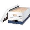Bankers Box 4 Pack STOR/File Medium-Duty File Storage Boxes, FastFold, String and Button, Legal, White/Blue(Standard Packaging)