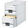 Banker’s Box 6 Pack STOR/DRAWER STEEL PLUS Basic Space Saving Filing Cabinet, Stacks 2 High, Legal, White/Blue
