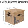 Bankers Box Medium Classic Moving Box 10 Pack, Reinforced Handles, Tape-Free Assembly, Box with Lid, 19-in x 14.5-in x 15.5-in (7717204)(8-Pk)