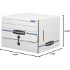 Bankers Box ox 12 Pack SIDE-TAB DROP FRONT Basic-Duty File Storage Boxes, Standard Setup, String and Button, Letter, White/Blue
