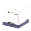 Bankers Box 12 Pack DATA-PAK Heavy-Duty File Storage Boxes Ideal for Computer Binders, FastFold, Lift-Off Lid, White/Blue