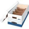 Bankers Box 12 Pack DIVIDERBOX Medium-Duty File Storage Boxes with Dividers, FastFold, Lift-Off Lid, Letter, White/Blue