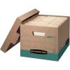 Bankers Box 12 Pack R-KIVE Heavy-Duty 100% Recycled File Storage Boxes, FastFold, Lift-Off Lid, Letter, Kraft/Green(Kraft/Green)