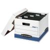 Bankers Box 4 Pack HANG’N’STOR Medium-Duty File Storage Boxes, FastFold, Lift-Off Lid, Letter, White/Blue