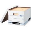 Bankers Box 4 Pack STOR/FILE Basic Duty File Storage Boxes, Standard Assembly, Lift-off Lid, Letter/Legal, White/Blue(Standard Packaging)
