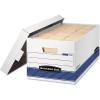 Bankers Box 4 Pack STOR/File Medium-Duty File Storage Boxes, FastFold, String and Button, Legal, White/Blue(Standard Packaging)