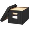 Bankers Box Decorative Storage Boxes with Lids for Home Decor Brocade, 4 Pack (0022705)(Pinstripe)