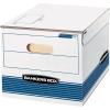 Bankers Box STOR/FILE Medium-Duty Shipping and Storage Boxes, FastFold, Attached Flip-Top Lid, Letter/Legal, Case of 12 (0007101), White/Blue, 10.3″ x 15.9″ x 12.4″