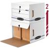 Bankers Box ox 12 Pack SIDE-TAB DROP FRONT Basic-Duty File Storage Boxes, Standard Setup, String and Button, Letter, White/Blue