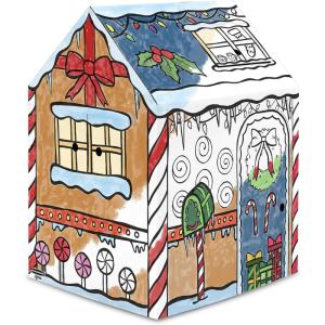 Bankers Box at Play Color in Winter Cottage Playhouse, Cardboard Playhouse and Life Size Craft Activity for Kids and Families(Gingerbread)