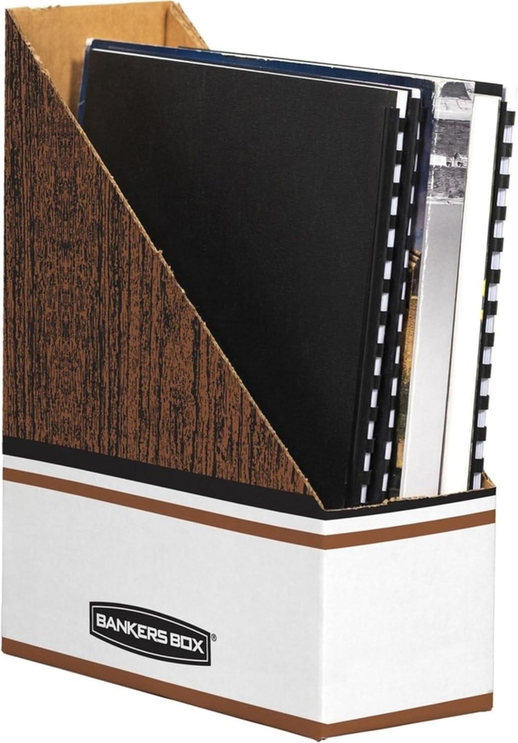 imageBankers Box Magazine File Holders Oversized Letter Wood Grain 12 Pack 07224Wood Grain Oversized