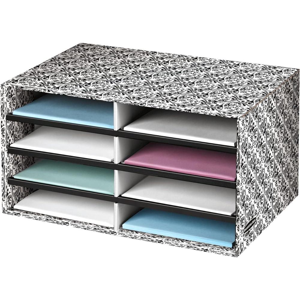 imageBankers Box Decorative Eight Compartment Literature Sorter Letter BlackWhite Brocade 6170301Brocade