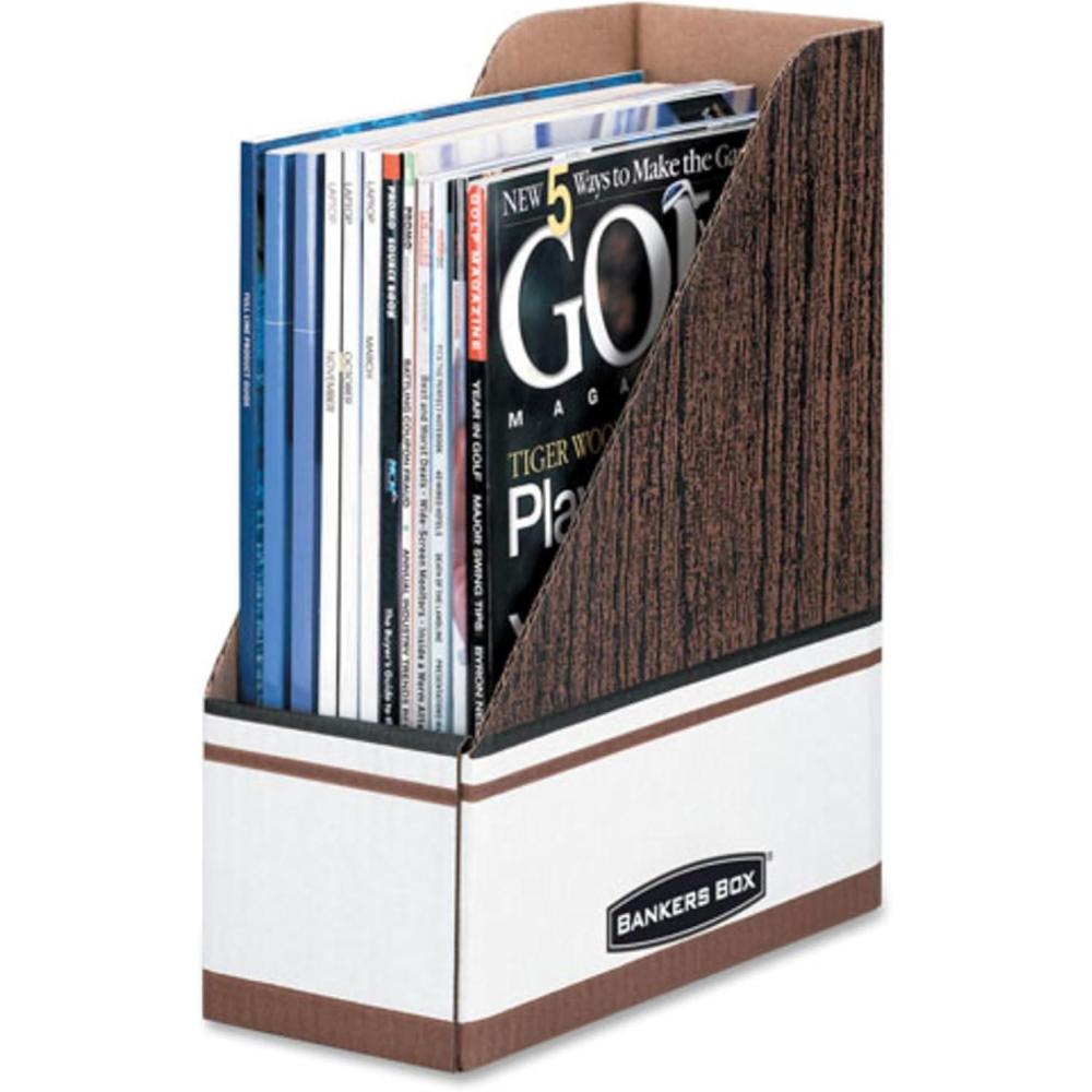 imageBankers Box Magazine File Holders Oversized Letter Wood Grain 12 Pack 07224Wood Grain Oversized