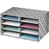 Bankers Box Decorative Eight Compartment Literature Sorter, Letter, Black/White Brocade (6170301)(Brocade)