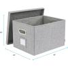Bankers Box Foldable Linen Fabric Storage Box with Lid and Metal Handles, 15” x 12” x 10”