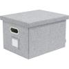 Bankers Box Foldable Linen Fabric Storage Box with Lid and Metal Handles, 15” x 12” x 10”